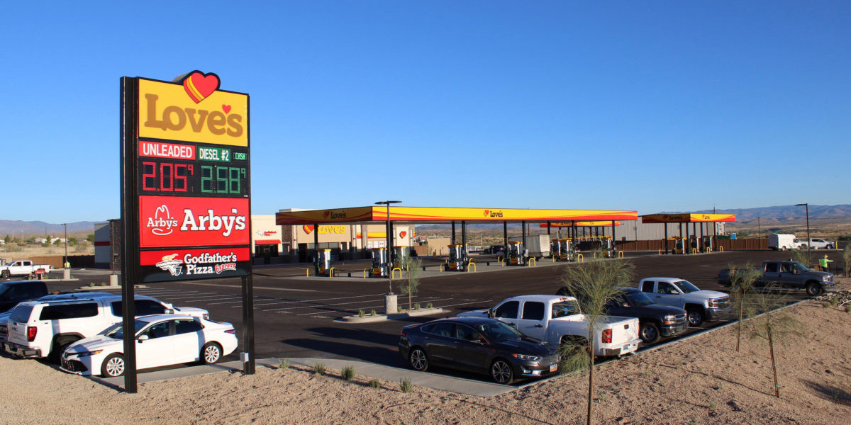 Picture of a gas station.