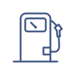 Icon of a fuel dispenser, representing refueling or gas services.